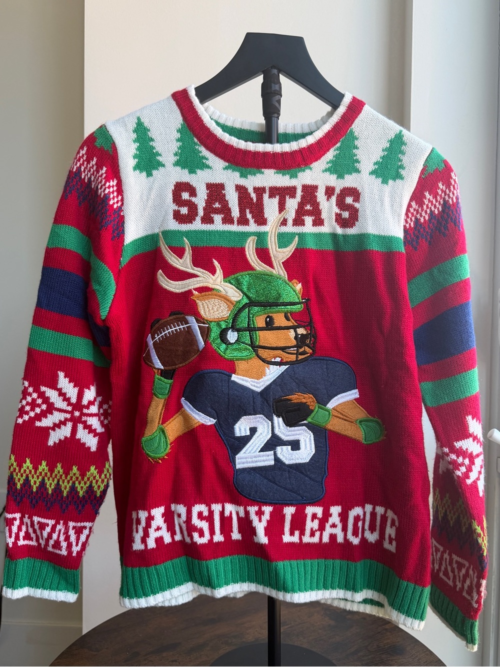 33 Degrees Boys L (14/16) Santa’s Varsity League Christmas Sweater